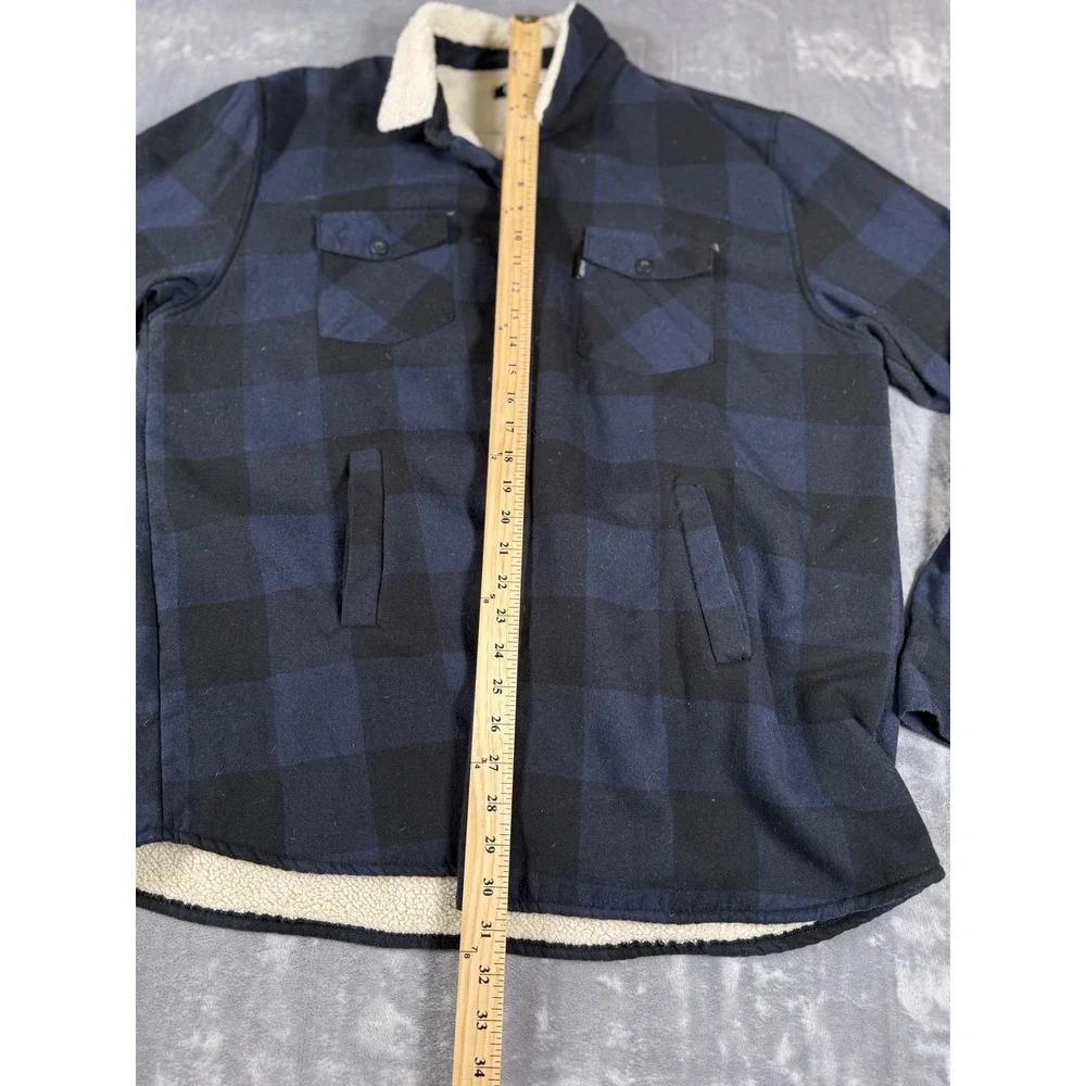 Grizzly Griptape Company Men's 2XL Sherpa Lined Flannel Shacket Jacket Blue